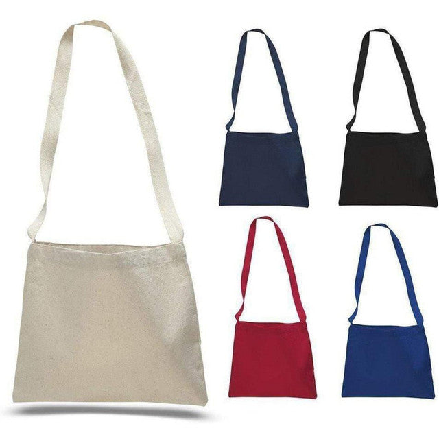 Wholesale Canvas Messenger Tote Bags With Long Shoulder Straps - Small